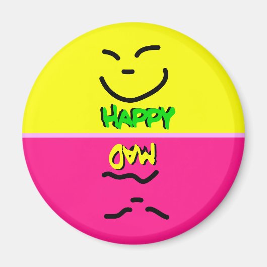 Glücklich / verrücktes Gesicht Magnet (Vorne)