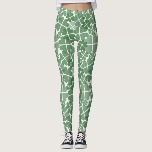 Glücklich Vierblättriges Kleeblatt Leggings (Vorderseite)