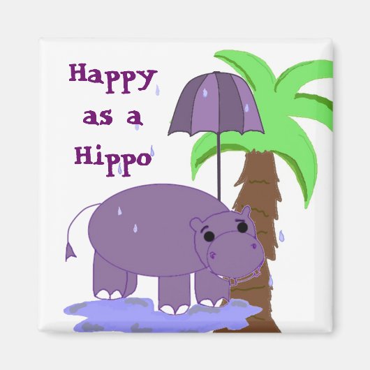 Glücklich wie ein Nilpferd Magnet (Vorne)