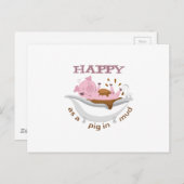 GLÜCKLICH WIE EIN SCHWEIN IN MUD POSTKARTE (Vorne/Hinten)