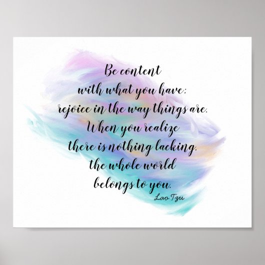 glücklich Zen zitieren Lao Tzu Text über gemalt De Poster (Vorne)