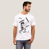 GLÜCKLICH ZOMBIE, MÄNNER WEISSER T - SHIRT (Vorne ganz)