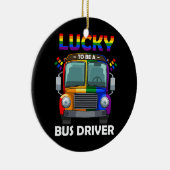 Glücklich zu sein Busfahrer LGBT Q Coole Regenboge Keramik Ornament (Rechts)