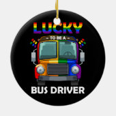 Glücklich zu sein Busfahrer LGBT Q Coole Regenboge Keramik Ornament (Hinten)