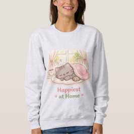 Glücklich Zuhause Kawaii Süße Kitty Katze Stubenho Sweatshirt