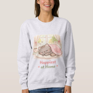 Glücklich Zuhause Kawaii Süße Kitty Katze Stubenho Sweatshirt