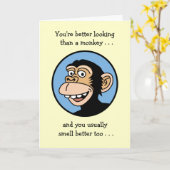 Glücklich zum Geburtstag: Cartoon Monkey Karte (Gelbe Blume)