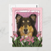 Glücklich zum Geburtstag - Collie - Caroline Postkarte (Vorne/Hinten)