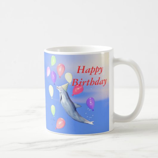 Glücklich zum Geburtstag Dolphin und Balloons Kaffeetasse (Rechts)