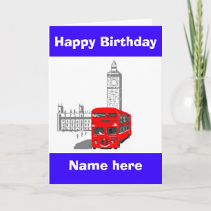 Glücklich zum Geburtstag, Lächeln Londoner Bus Nam Karte