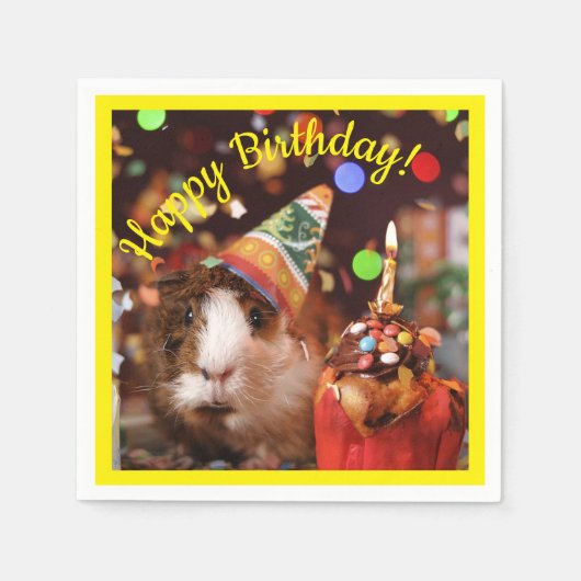Glücklich zum Geburtstag - Party Animal Guinea Pig Serviette (Vorderseite)