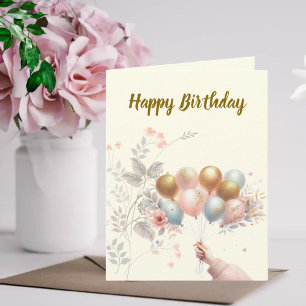 Glücklich zum Geburtstag - Pastel Floral-Gold Balo Karte