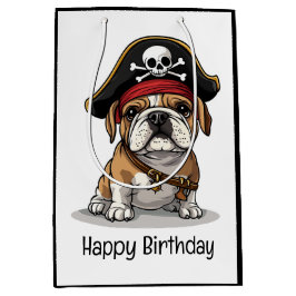Glücklich zum Geburtstag Pirate English Bulldog Sk Mittlere Geschenktüte