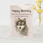 Glücklich zum Geburtstag Spaß Wolf, Wolves Card Karte (Gelbe Blume)
