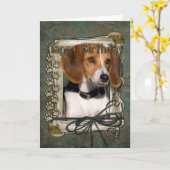 Glücklich zum Geburtstag - Steinpfeifen - Beagle Karte (Gelbe Blume)