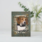Glücklich zum Geburtstag - Steinpfeifen - Beagle Postkarte (Stehend Vorderseite)