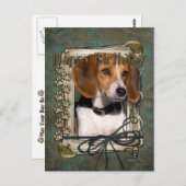 Glücklich zum Geburtstag - Steinpfeifen - Beagle Postkarte (Vorne/Hinten)