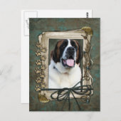 Glücklich zum Geburtstag - Stone Paws - St Bernard Postkarte (Vorne/Hinten)