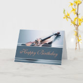 Glücklich zum Geburtstag - Violine Karte (Gelbe Blume)