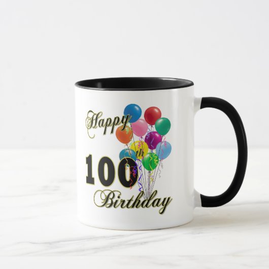 Glückliche 100. Geburtstags-Geschenke und Tasse (Rechts)