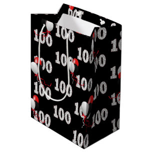 Glückliche 100. Geburtstagsballons Mittlere Geschenktüte