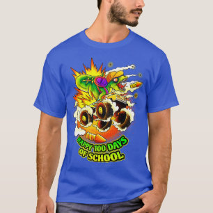 glückliche 100 Tage Schule Dinosaurier Monster LKW T-Shirt
