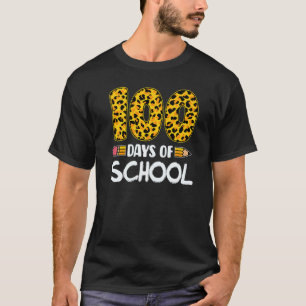Glückliche 100 Tage Schule Lehrer Lustiger Leopard T-Shirt