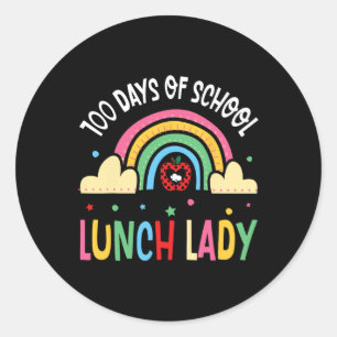 Glückliche 100 Tage Schulessen Lady Rainbow Celebr Runder Aufkleber
