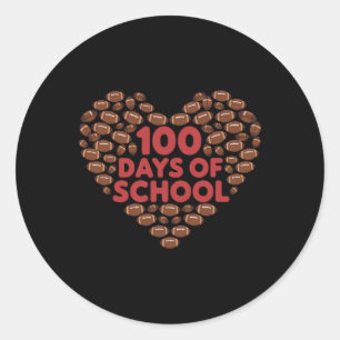 Glückliche 100 Tage Schulherz Fußball am 100. Tag Runder Aufkleber