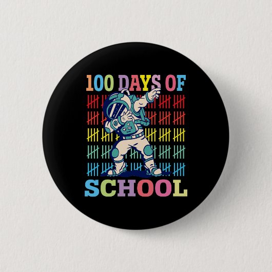 Glückliche 100 Tage Schulkinder, die Astronaut abs Button (Vorderseite)