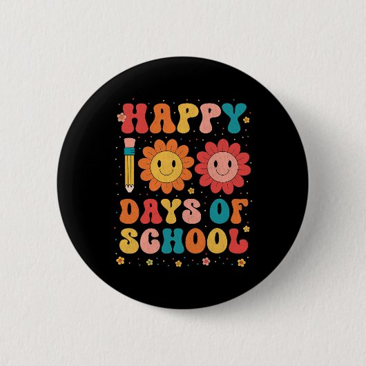 Glückliche 100 Tage Schullehrer 100. Scho-Tag Button (Vorderseite)