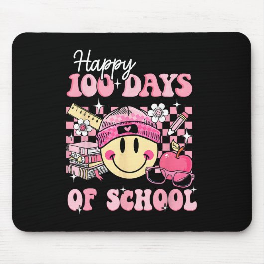 Glückliche 100 Tage Schullehrer Kinder Retro Groov Mousepad (Vorne)