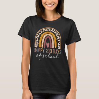 Glückliche 100 Tage Schulleopard Regenbogen Lehrer T-Shirt