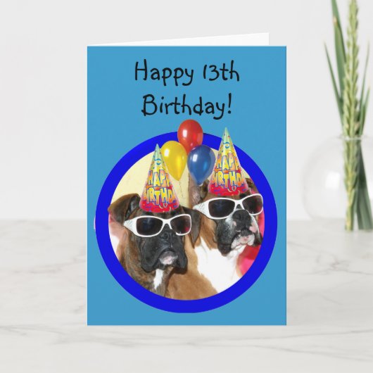 Glückliche 13. Geburtstagsboxer Grußkarte Karte (Vorderseite)