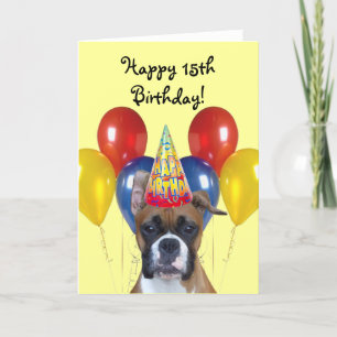 Glückliche 15. Geburtstag Boxer Grußkarte Karte