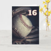 Glückliche 16. Geburtstag Baseball Grußkarte Karte (Gelbe Blume)