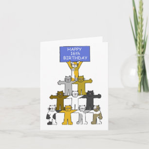 Glückliche 16. Geburtstagskatzen Karte