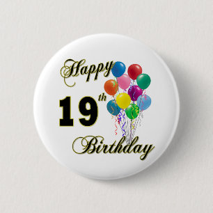 Glückliche 19. Geburtstags-Waren Button