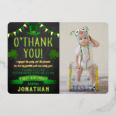 Glückliche 1 Chalkboard 1. Geburtstag Danke, wirkl Folieneinladung (Vorderseite)