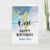 Glückliche 1. Geburtstag Pastel Rainbow Gold Frau Karte (Vorderseite)