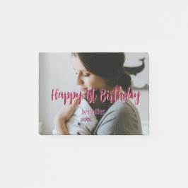 Glückliche 1. Geburtstagskinder Baby Mutter Rot Or Post-it Klebezettel