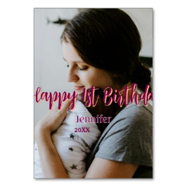 Glückliche 1. Geburtstagskinder Baby Mutter Rot Or Tischnummer