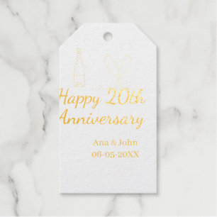 Glückliche 20. Jubiläums-Champagnerflasche Glas Na Geschenkanhänger