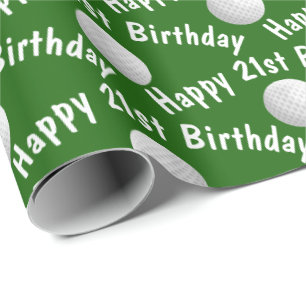 Glückliche 21. Geburtstagsgolfbälle Geschenkpapier
