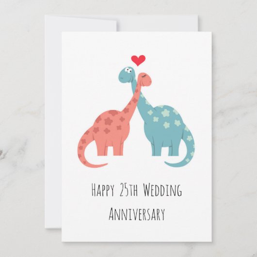 Glückliche 25. Hochzeitstag Niedliche Dinosaurier- (Vorderseite)