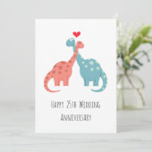 Glückliche 25. Hochzeitstag Niedliche Dinosaurier- (Stehend Vorderseite)