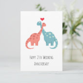 Glückliche 25. Hochzeitstag Niedliche Dinosaurier (Stehend Vorderseite)