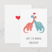 Glückliche 25. Hochzeitstag Niedliche Dinosaurier (Vorne/Hinten)