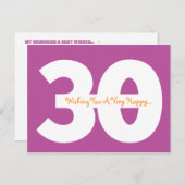 Glückliche 30. Geburtstag Meilenstein Postkarten i (Vorne/Hinten)