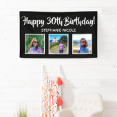 Glückliche 30. Geburtstag Schwarze Personalisierte Banner (Insitu)
